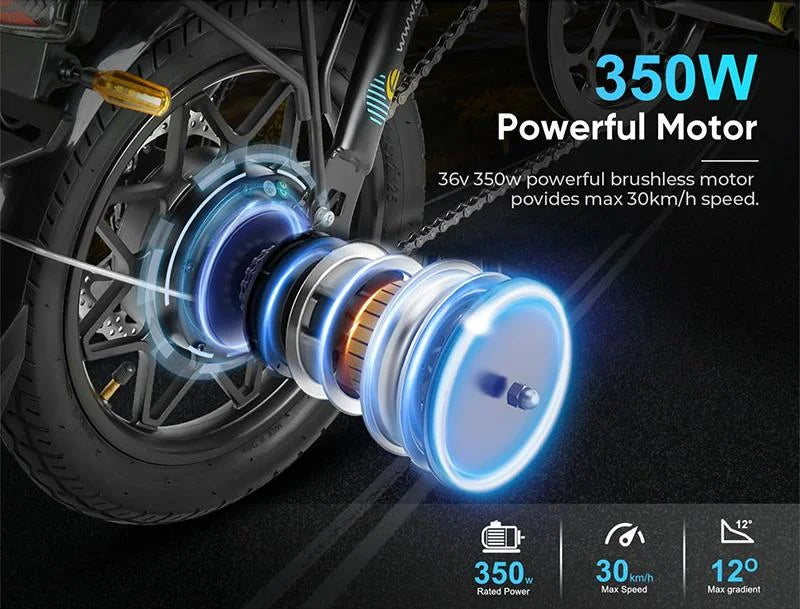 SAMEBIKE YINYU14 14" 36V 7.8Ah Battery 350W Motor Max Speed 30KM/H Portable Foldable Commuter Electric Bike
