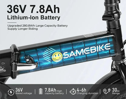 SAMEBIKE YINYU14 14" 36V 7.8Ah Battery 350W Motor Max Speed 30KM/H Portable Foldable Commuter Electric Bike
